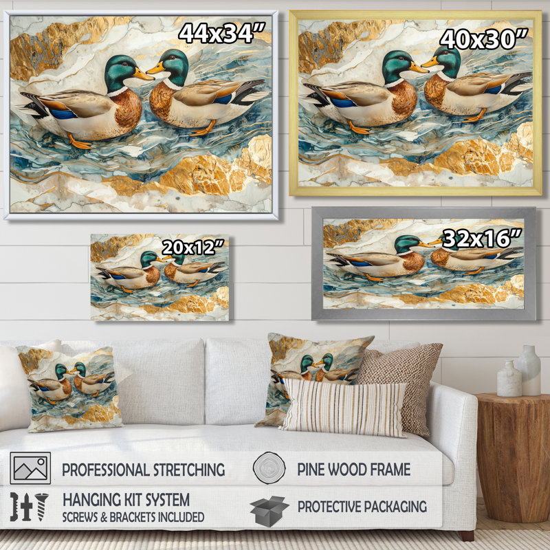 «Donat Ducks Love The Lake Landscape II - Duck», art mural, Reproduction encadrée d'une seule photo, H 30 po x l 40 po