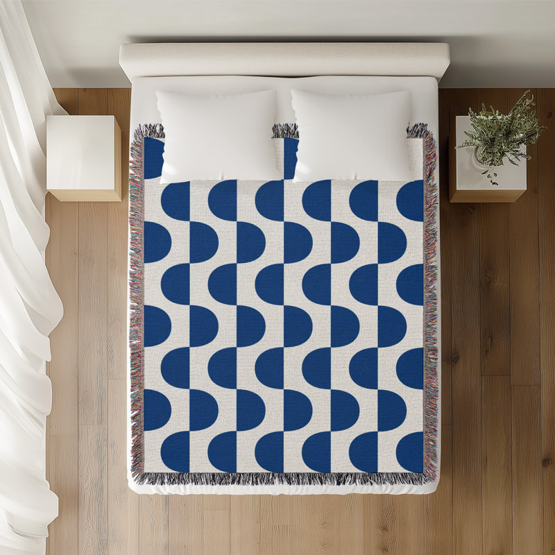 Jeté en coton Demi, Bleu, 50 x 70