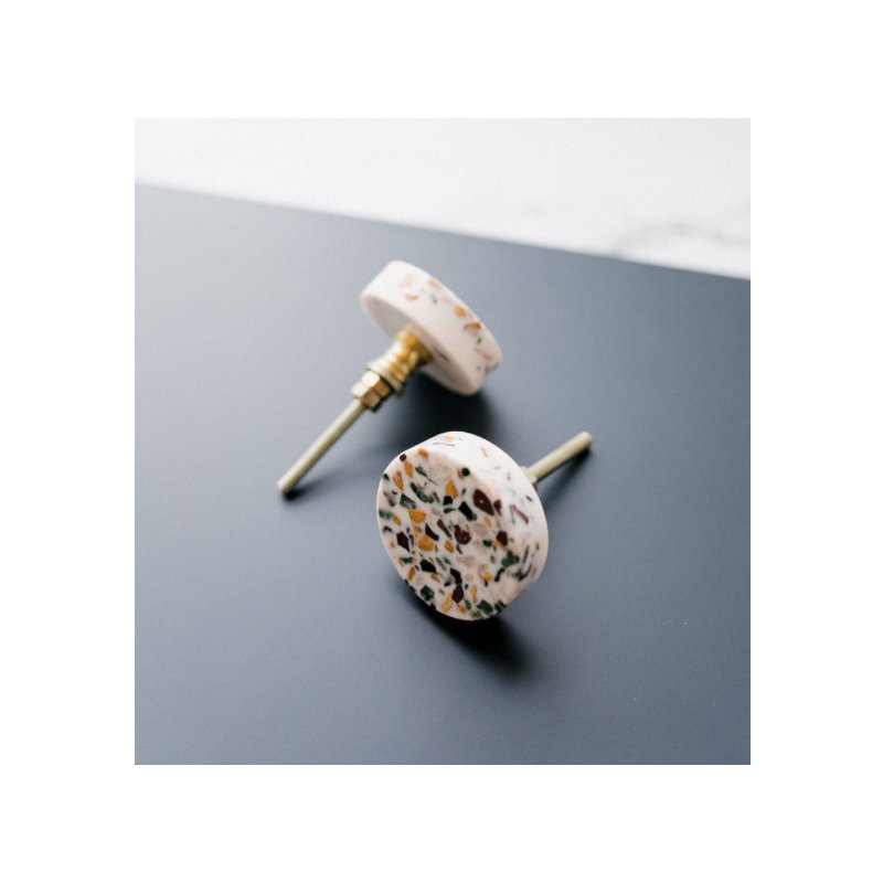 Lyka 40mm Diameter Round Knob, White/Yellow