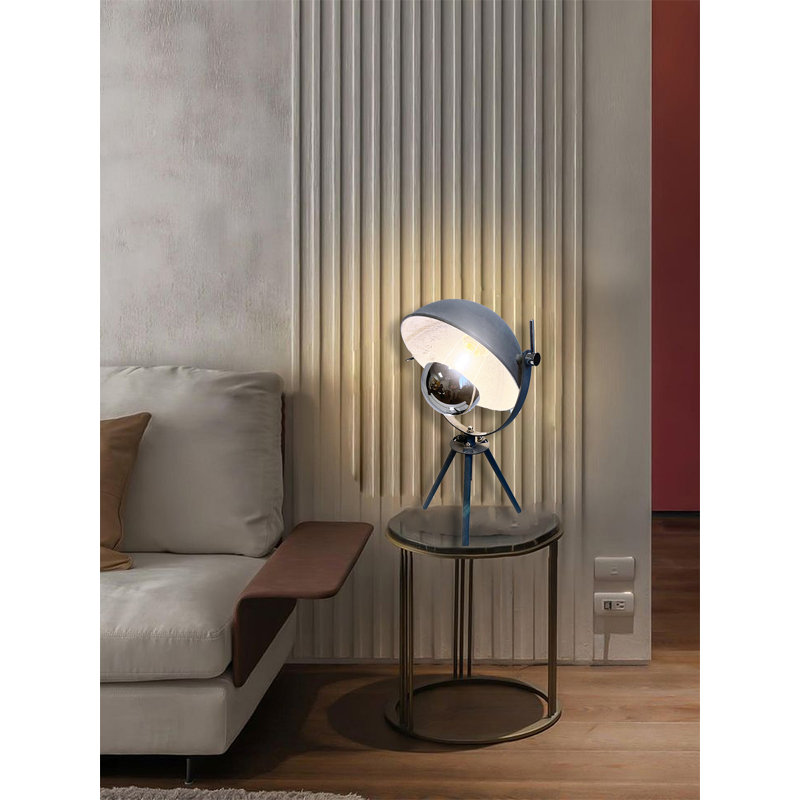 Rigby 1-Light Metal Tripod Table Lamp With A Shade, Grey