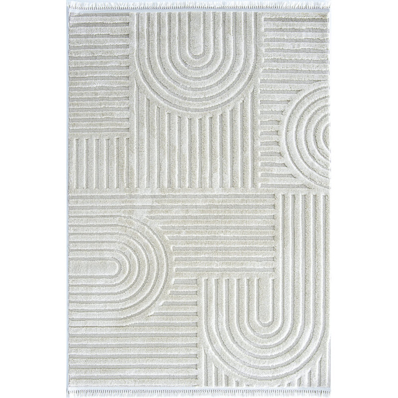 Tapis rayé en coton Xaveria, Rectangle 5 pi x 8 pi 3 po