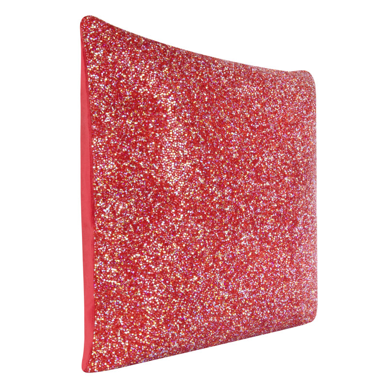 Sparkles Home Luminous Velvet Rhinestone Throw Pillow | Feather Insert | Home Décor Accent, Red, Square 20"