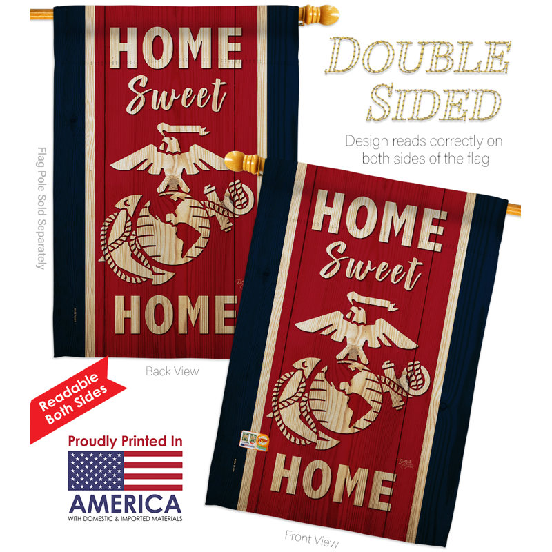 Polyester à 2 faces 40 po x 28 po Home Sweet marine corps Drapeau pour la maison, Corps de marine