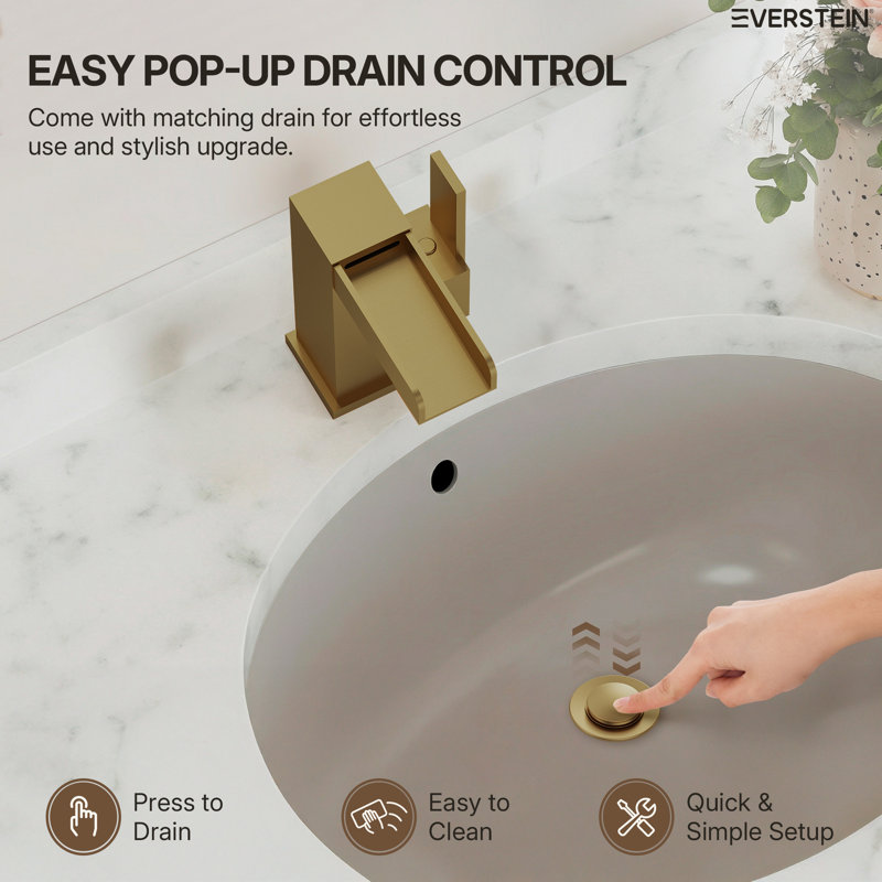 Bathroom Faucet,Single Handle Bathroom Sink Faucet with Drain Assembly, Brushed Gold