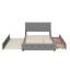 Grand lit plateforme en tissu avec deux tiroirs sous le lit et un lit gigogne-678296728