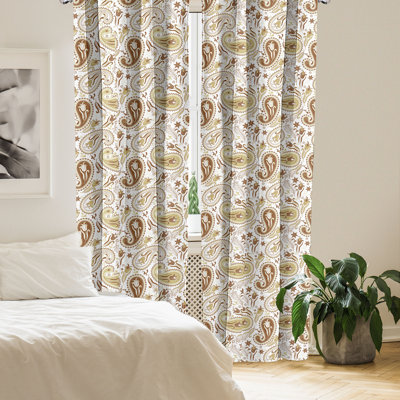 East Urban Home Persian 4-Panel Curtains, Floral Paisley Tulips 13622