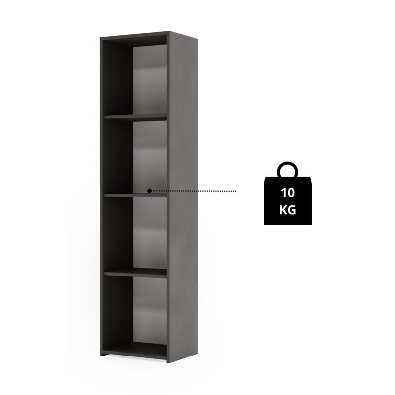160cm H Library Bookcase, Grey, (3 Shelves) 160cm H x 40cm W x 30cm D