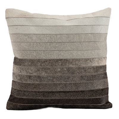  Cowhide Decorative Cushion Brown Ombre Strip Design – Leather Accent