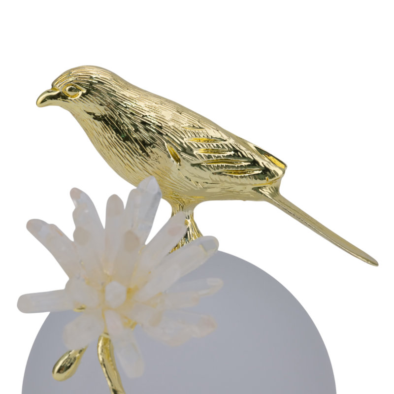 Sagebrook Home 7" Madilynn  Crystal Sphere Metal Bird Statuary