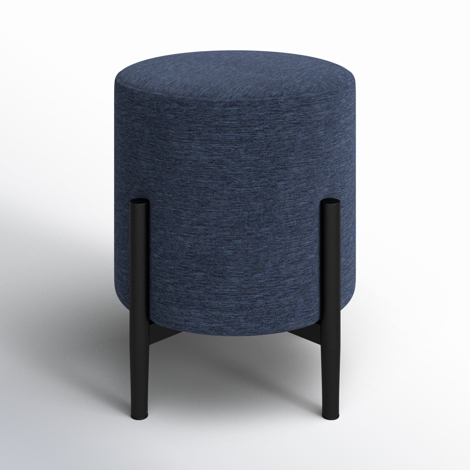 Talita Round Upholstered Outdoor Ottoman, Indigo