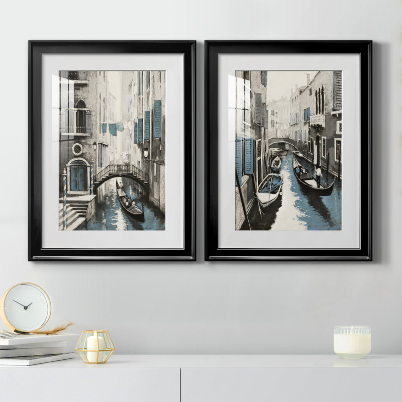 E. Anthony Orme - Matted and Framed Under Acrylic Glass, Set of 2, Large Living Room Wall Art, 30.5" H x 85" W x 1.5" D