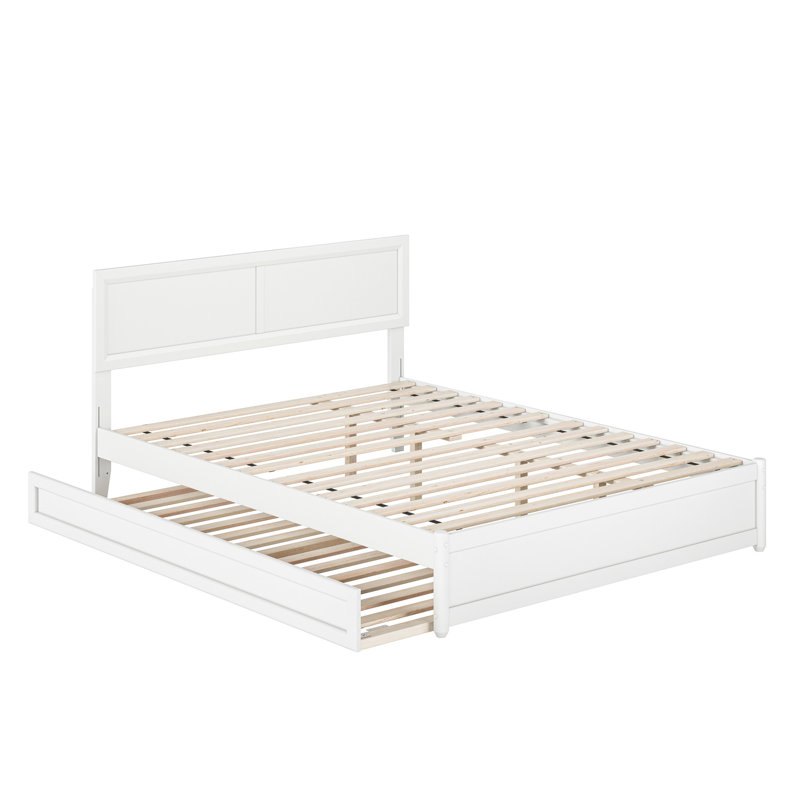 Astley Wood Platform Bed with Panel Footboard and Trundle, Queen, White