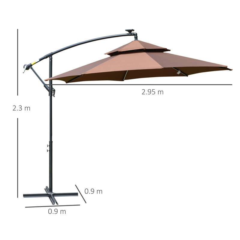 Raylee 295cm Lighted Cantilever Parasol, Coffee