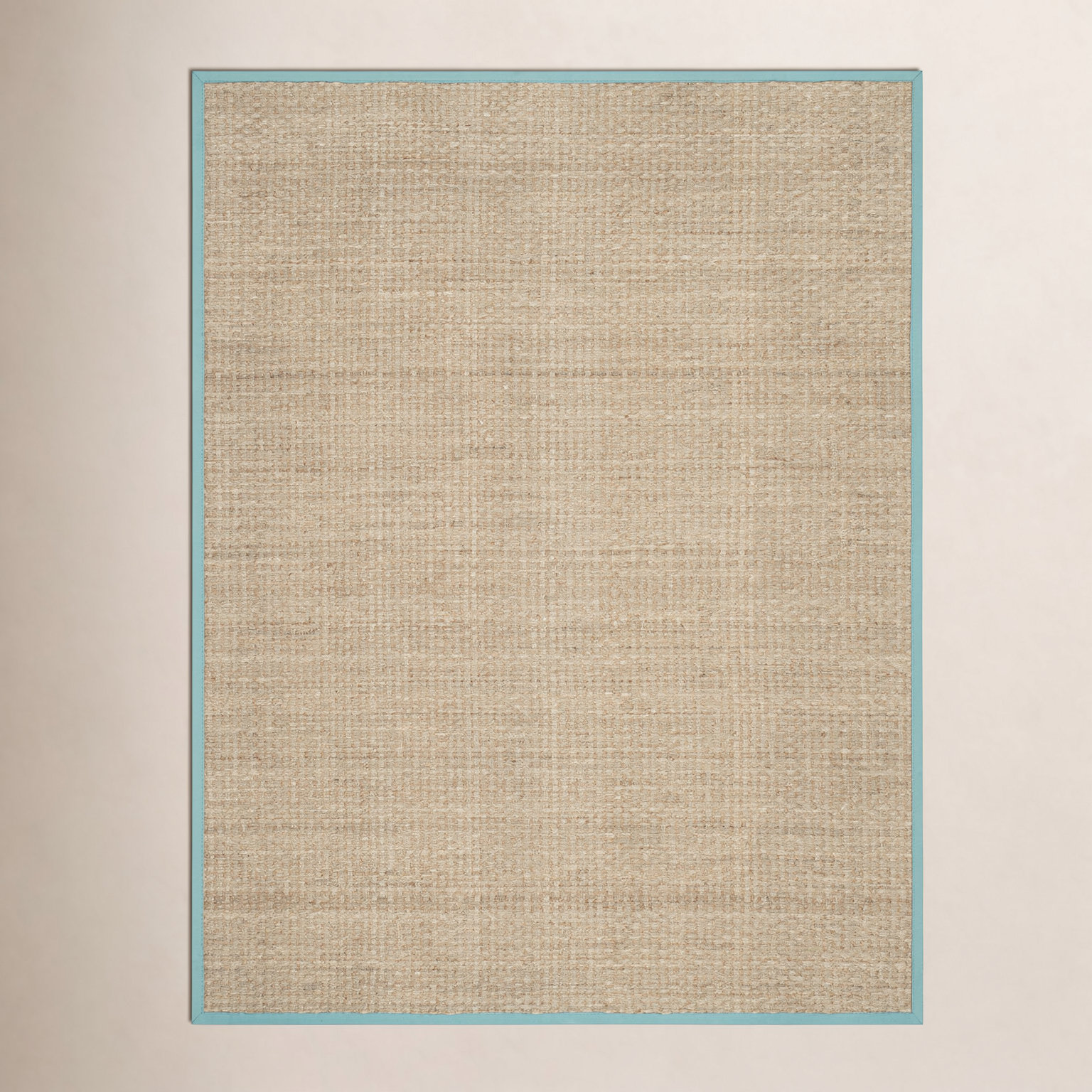 Natural Teal Bamboo Seagrass Rug, Rectangle 8' x 10'