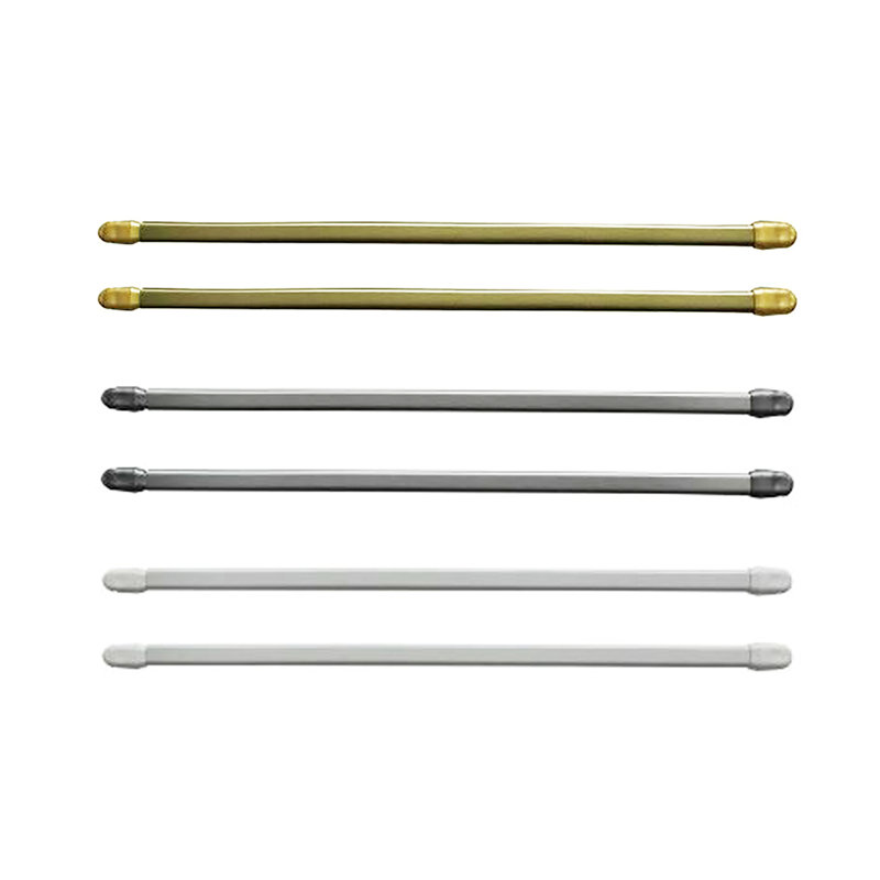 Ensemble de 2 tringles à rideaux café 24 "à 32" et 4 crochets auto-adhésifs blancs, 16" – 24", Chrome