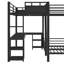 Lit superposé triple en L en forme de L, plateau double TG, lit double, lit mezzanine simple TG, bureau, tablettes, USB, glissière, noir