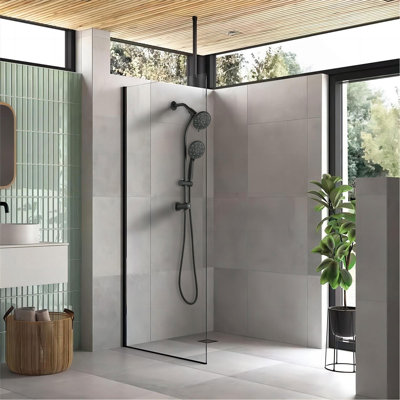 No-Tool Installation 5 Inch Rain Shower & 7-Spray Handheld Combo with 26" Adjustable Slide Bar, Dual Flow 1.8GPM WaterSense​