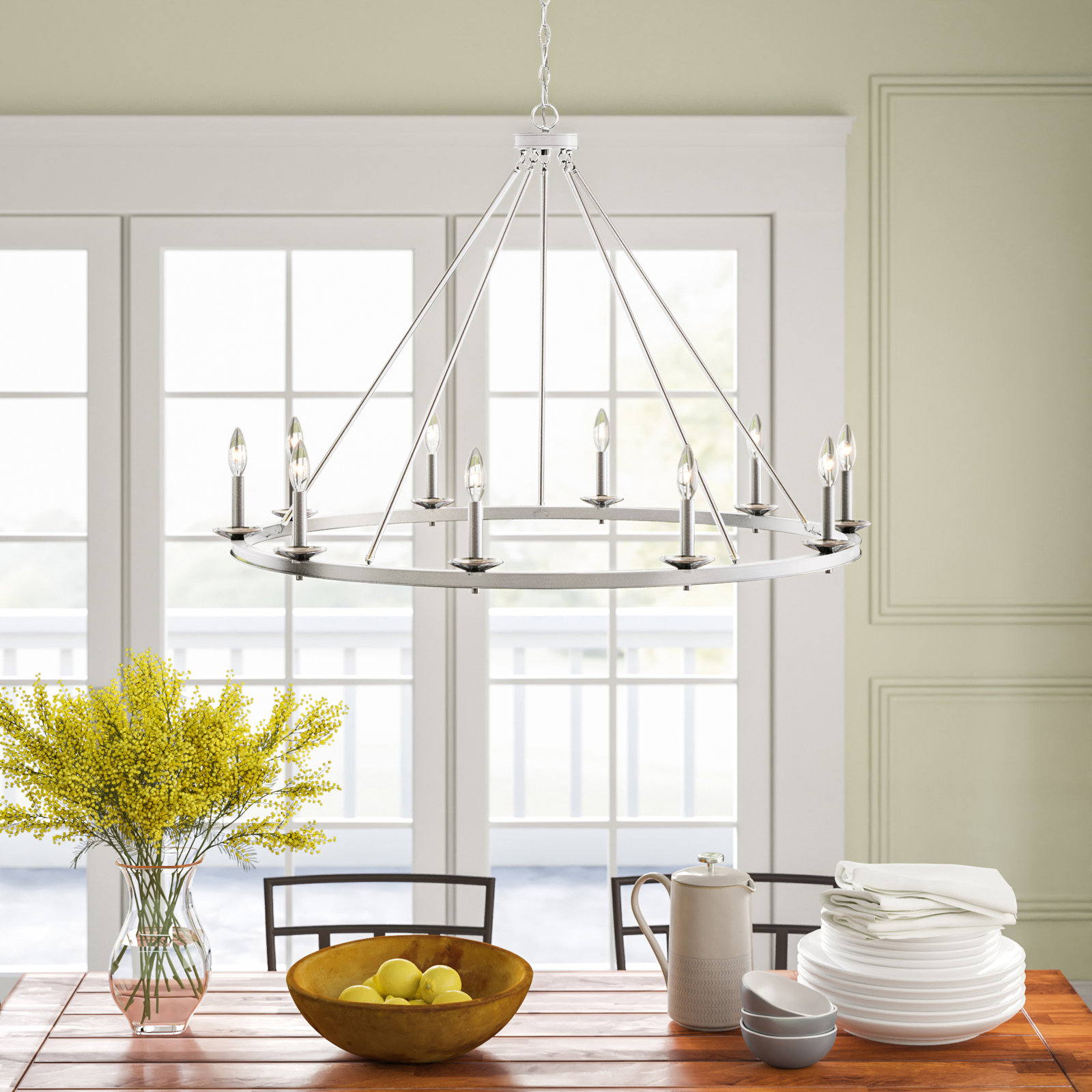 Poynor 10-Light Chandelier, Polished Nickel