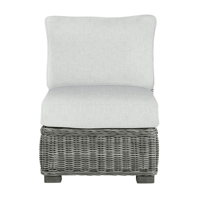 Rustic Woven Sectional Slipper Chair, Slate Gray, No Welt, Bali Pearl