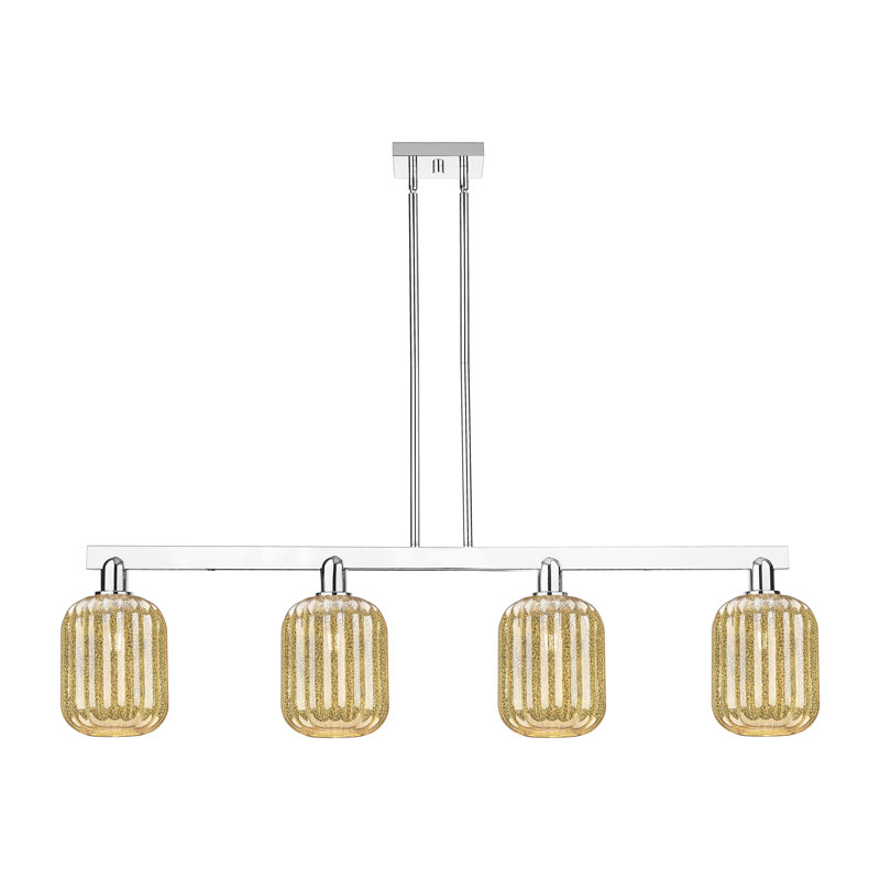 Luminaire suspendu pour îlot 4 lumières Hailsham, Mercure, Chrome poli