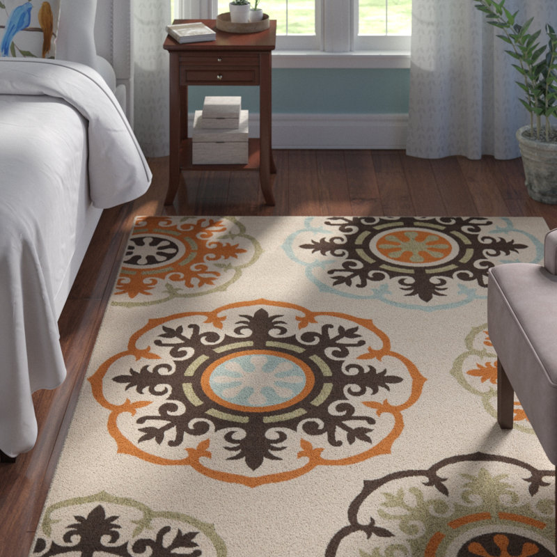 Tapis d'intérieur / extérieur à motif floral Coucou, Rectangle 8 pi x 11 pi