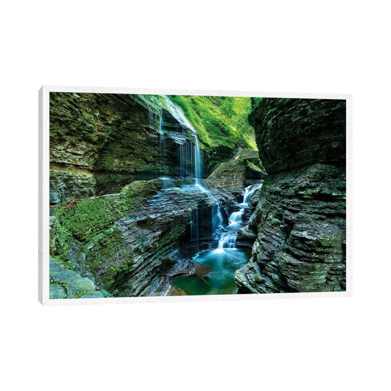 Rainbow Bridge & Falls, Watkins Glen State Park, New York by David Gardiner - Gallery-Wrapped Canvas Giclée on Canvas