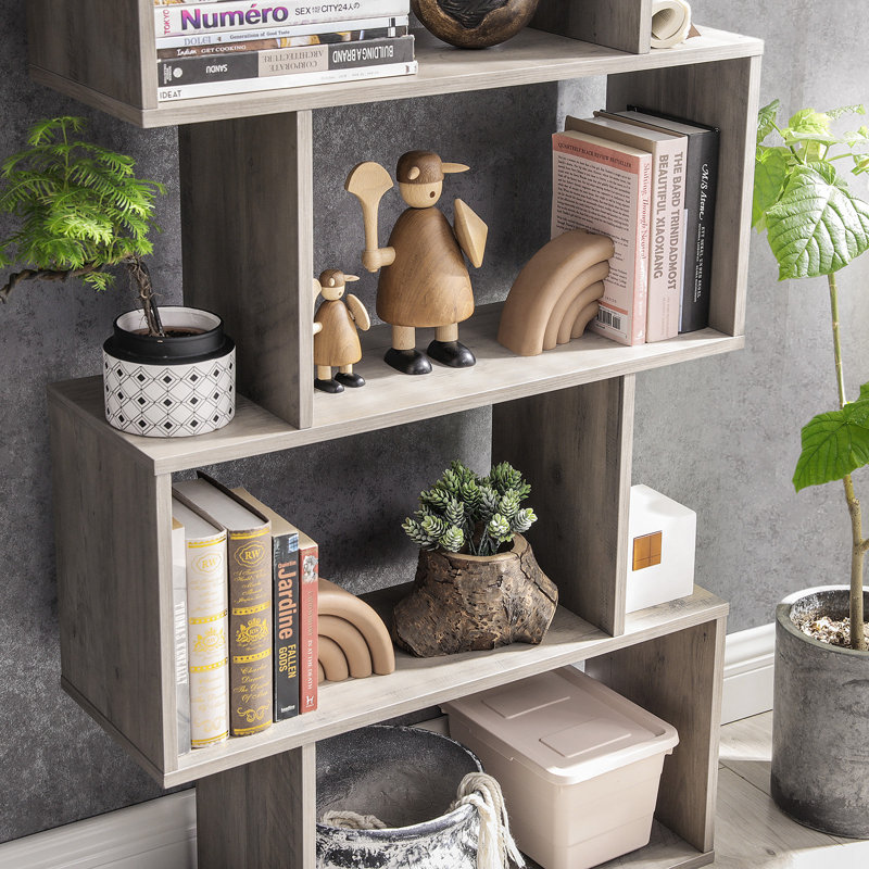 Bibliothèque Szeto, 5 tablettes (H 62,6 po x l 27,6 po x P 9,4 po), Gris, 1