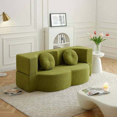 2-In-1 Folding Sofa Bed With Pillow, Twin Sleeper Sofa, Floor & Futon Loveseat Couch, Foam Folding Mattress Sleeper For Living Room, Guest Use, Office, Apartment, No Assembly Required