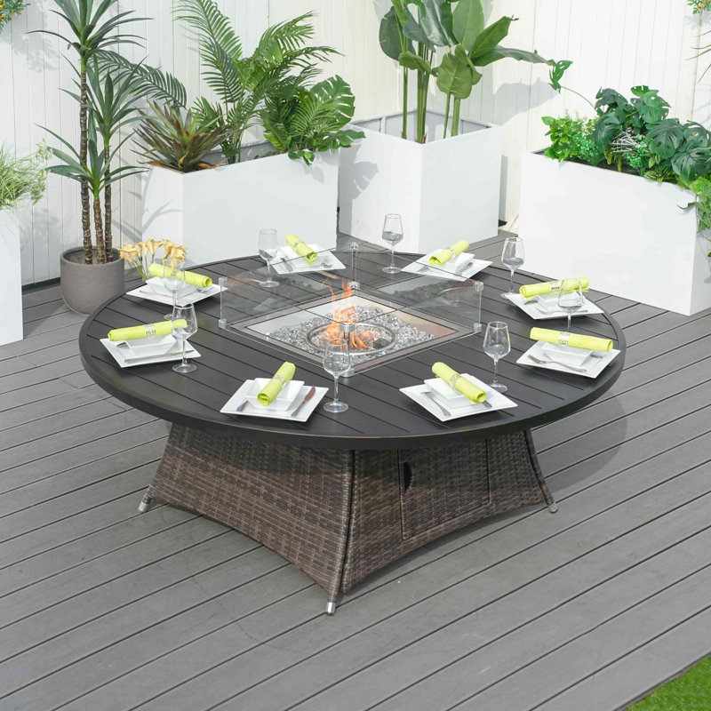 Vassilieva Round Aluminum Propane Smokeless Fire Pit Table with Hidden Fuel Tank