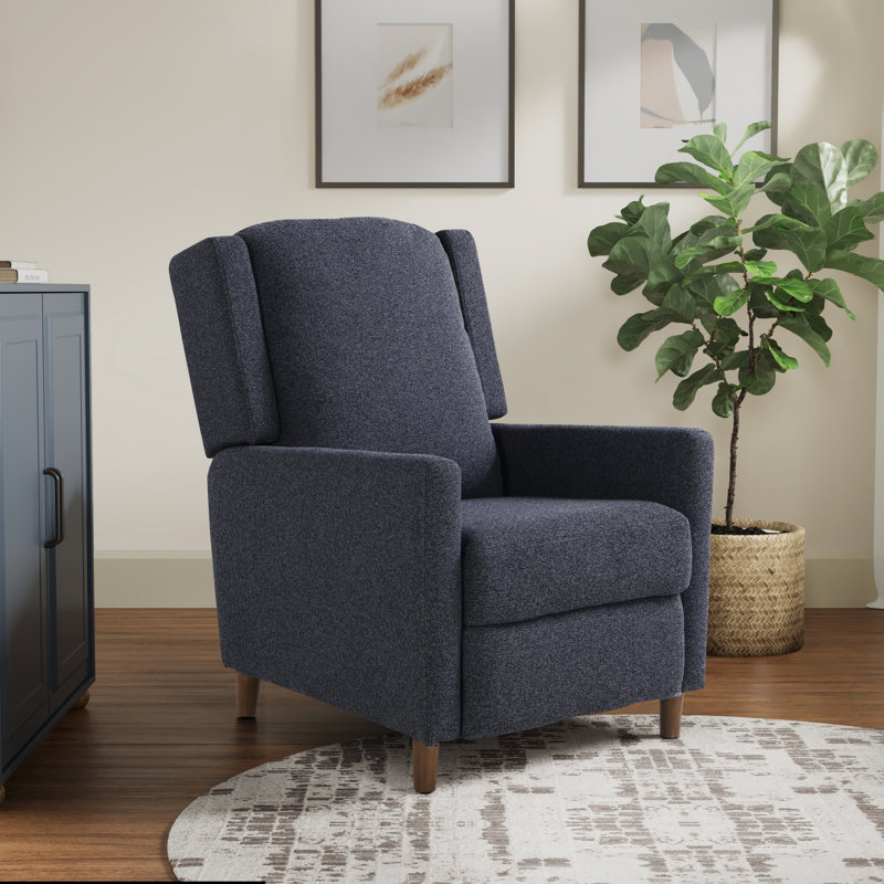Bryseida Pushback Recliner, Blue Polyester