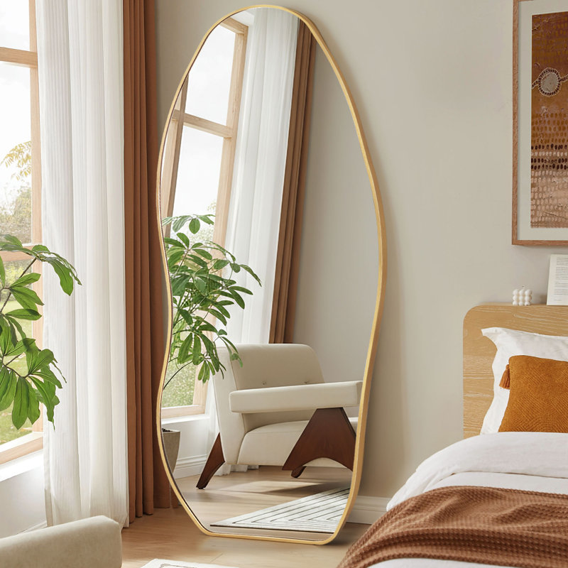 Aluminium Asymmetrical Mirror, 180 cm H x 80 cm W, Gold