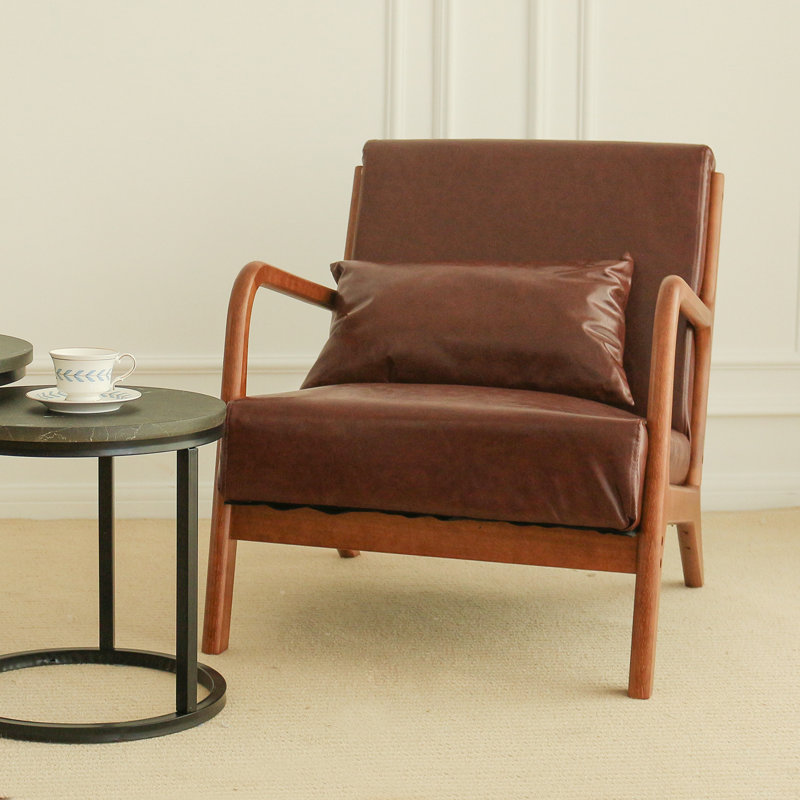 Ihar Faux Leather Accent Chair, Brown Faux Leather