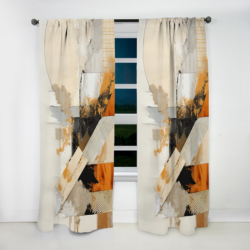 Glenover Black Twilight Dream Abstract Collages I - Modern Curtain - Velvet Room Darkening - 1 panel, 52" W x 108" L