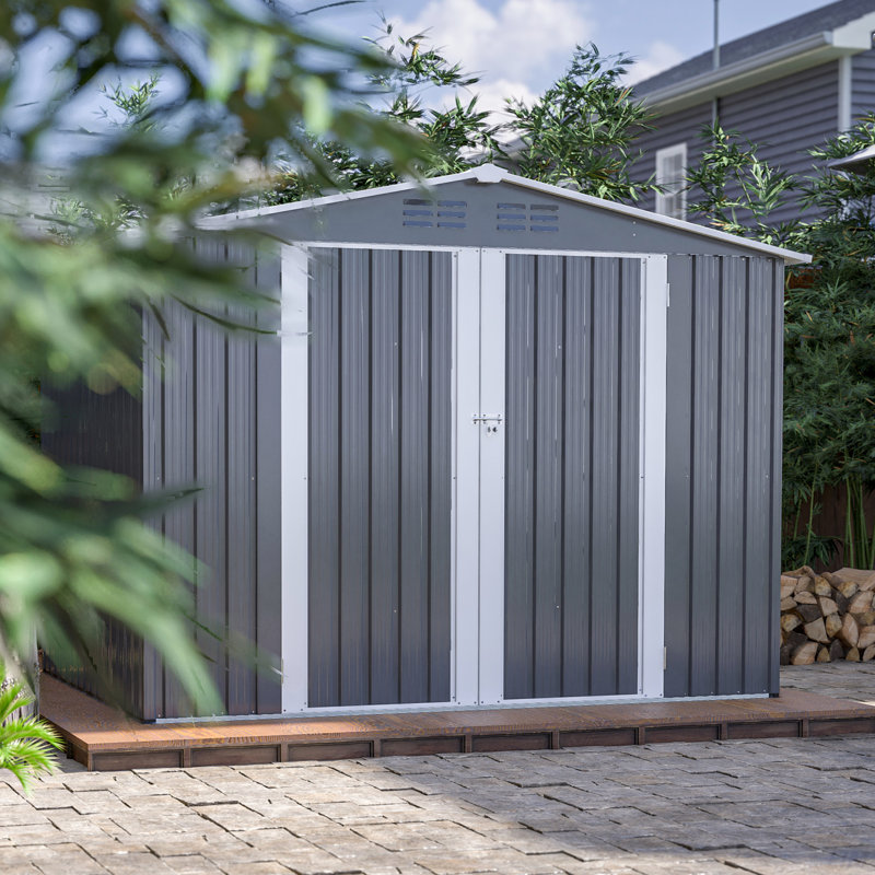 Outdoor Storage Shed, Utility Metal Tool Storage With Lockable Doors And Updated Frame Structure, Large Metal Garden Shed For Backyard, Patio Lawn