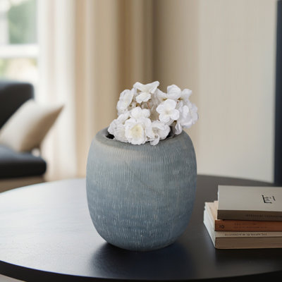 Vase en verre bleu 9 po