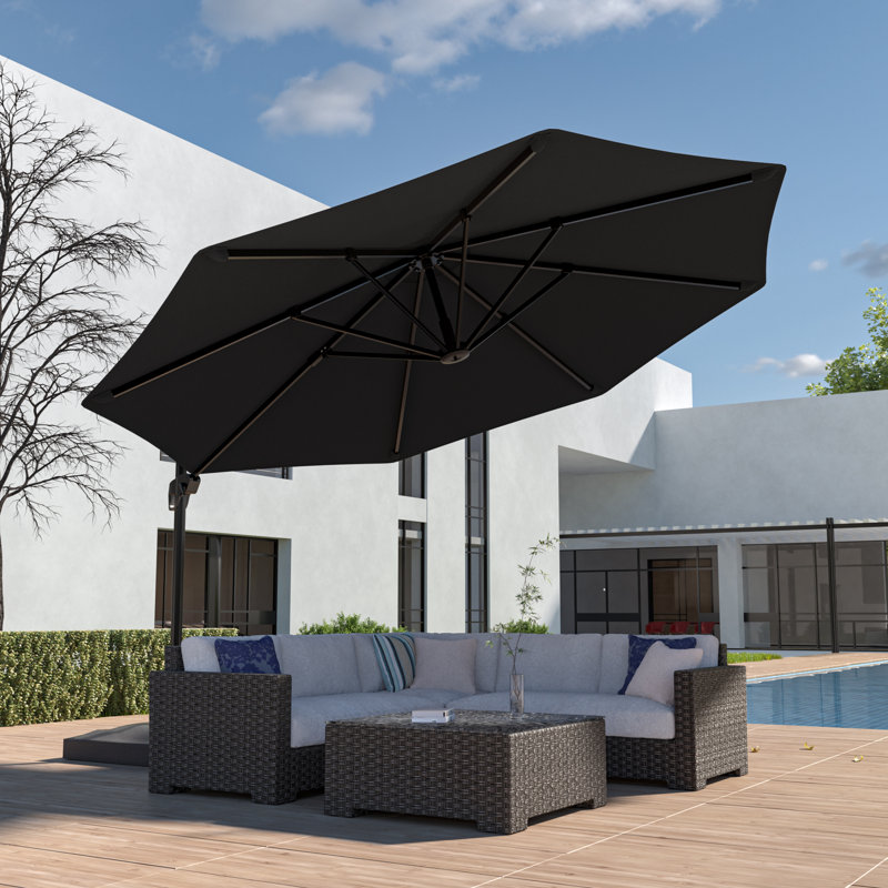 Parasol en porte-à-faux 11 pi Danasha, Noir