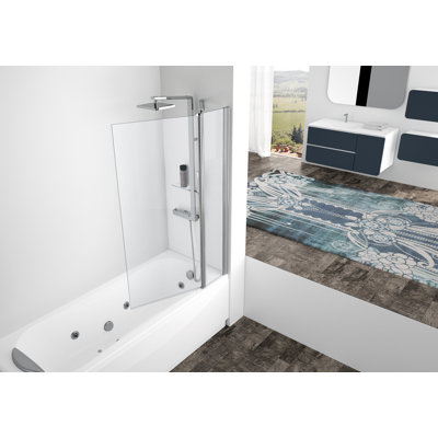 Aurora 980mm W x 1500mm H Pivot Semi-Frameless Tub Door with Clear Glass