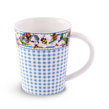 Large Glass Mug - White Flowers