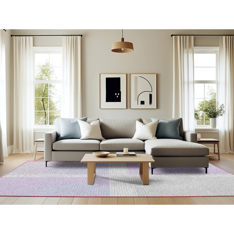 Tapis de zone mauve à motifs Hoelscher, Rectangle 6 pi x 9 pi