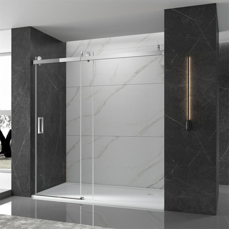 Frameless Shower Door with 3/8 in.  (10 MM)  Tempered Glass, Chrome, 72 Inch