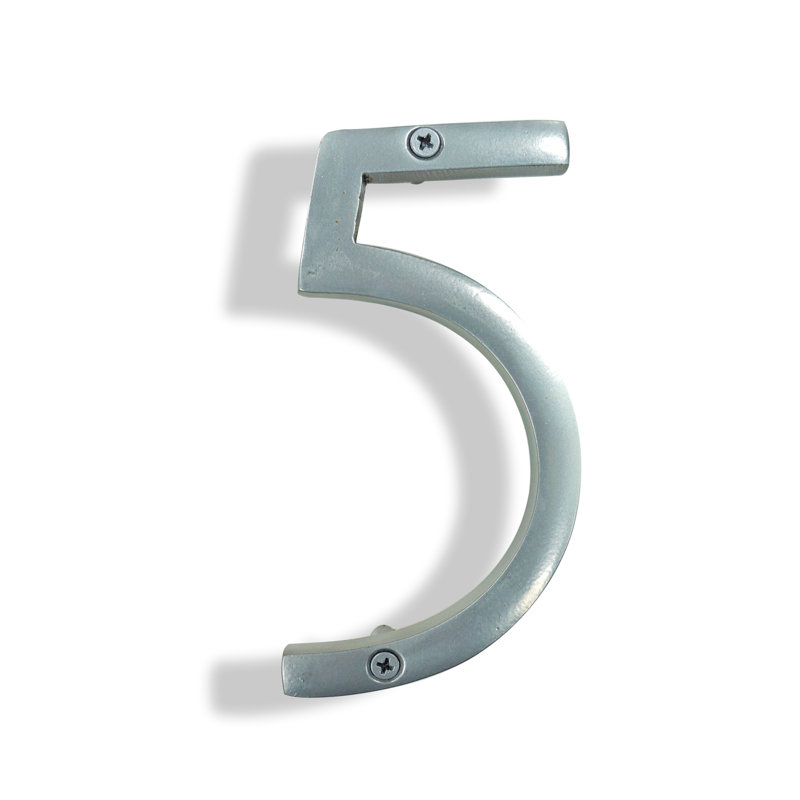 Numéro de maison en métal flottant, 5, Argent argent, 6"