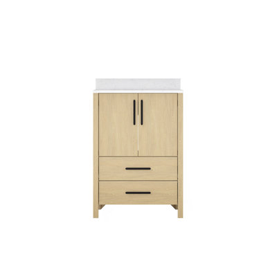 Armoire de salle de bain 24 po, meuble-lavabo avec rangement Freestangding avec comptoir et trou pour robinet