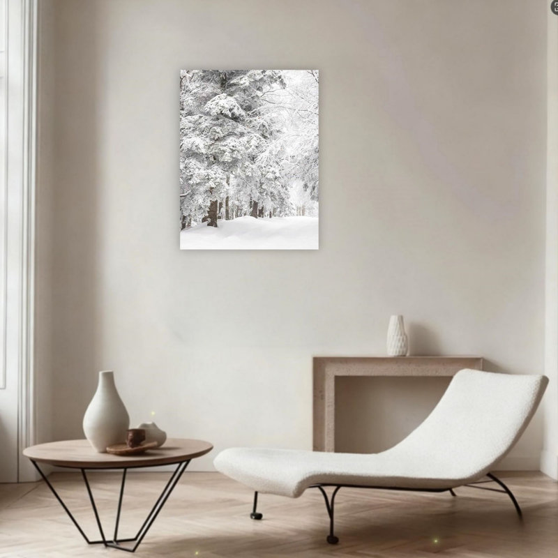 «Forest Snow Scene», art mural sur toile non encadrée 24 po x 36 po