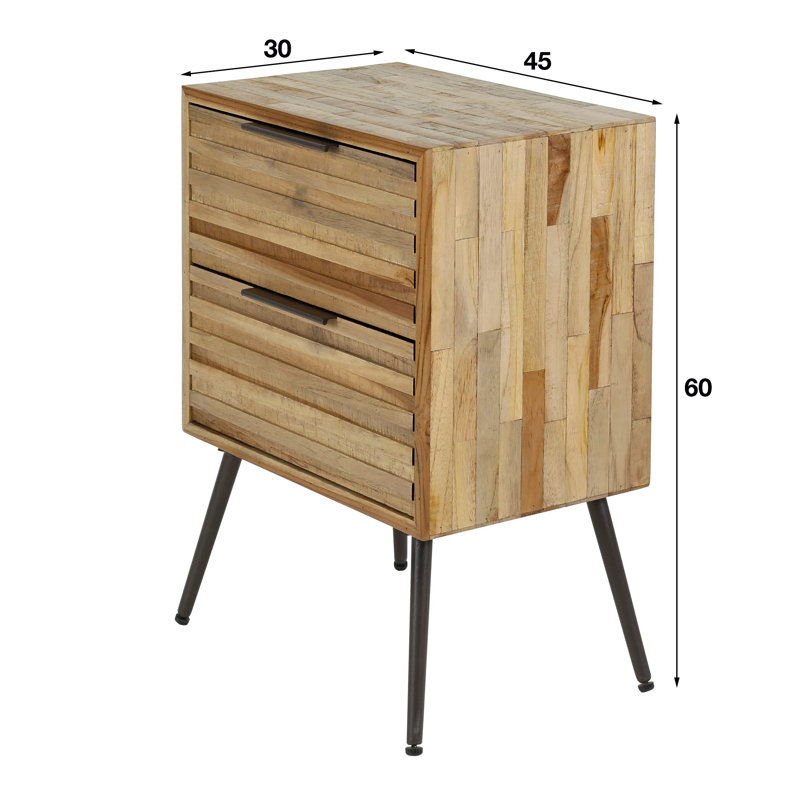 45cm W Steel Bedside Table