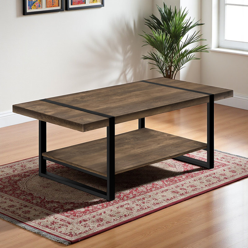 Table basse à 1 tablette Tameka Farmhouse, Brun
