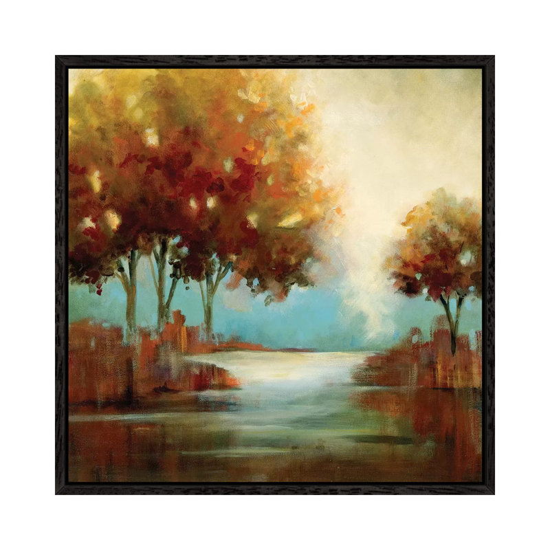 Fall River II 1 Piece Painting on Canvas, 93.98 cm H x 93.98 cm W, Black Framed