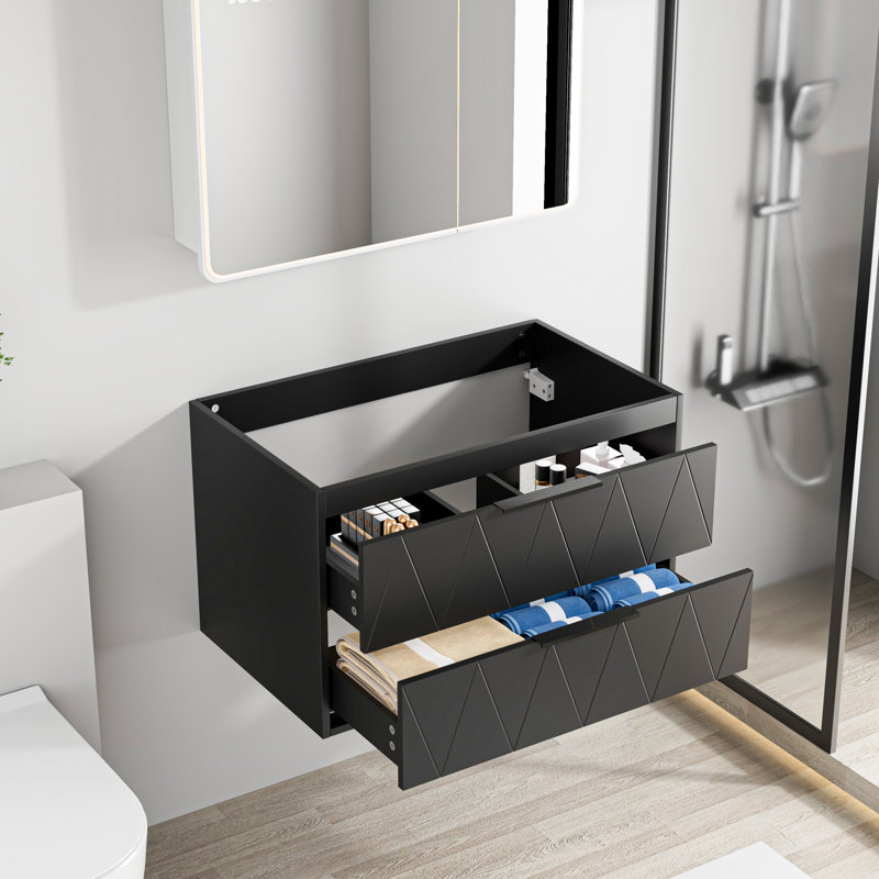 Base de meuble-lavabo simple mural 30 po seulement, armoire flottante avec tiroirs à fermeture en douceur, comptoir d'évier non inclus