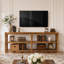 Meuble télé 78,74 po en bois massif, console rustique de style campagnard avec tablettes de rangement ouvertes à 3 niveaux, console multimédia à cadre en X pour le salon
