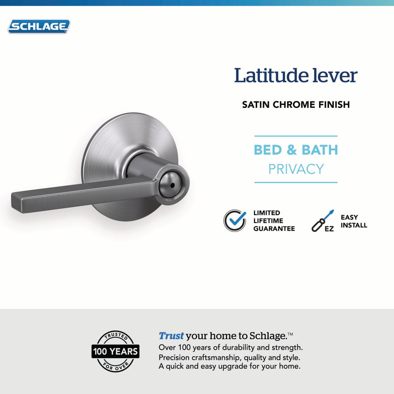 Serrure de lit et de baignoire Latitude, Chrome satiné