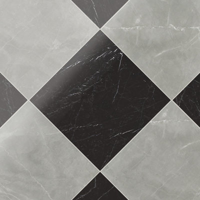 Toscane 24 x 24 damier gris Amani et Nero Marquina 24 x 24 poli